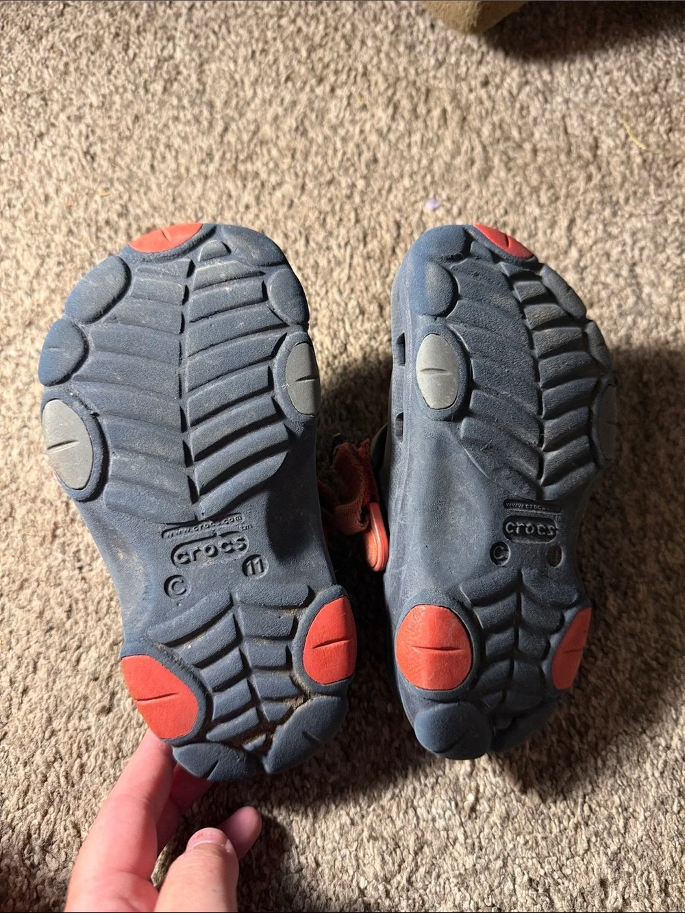 CROCS Kids Navy Clogs with Red Accent Strap